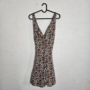 Vintage 70's Floral Fruit Romper With Cross Back Detailing